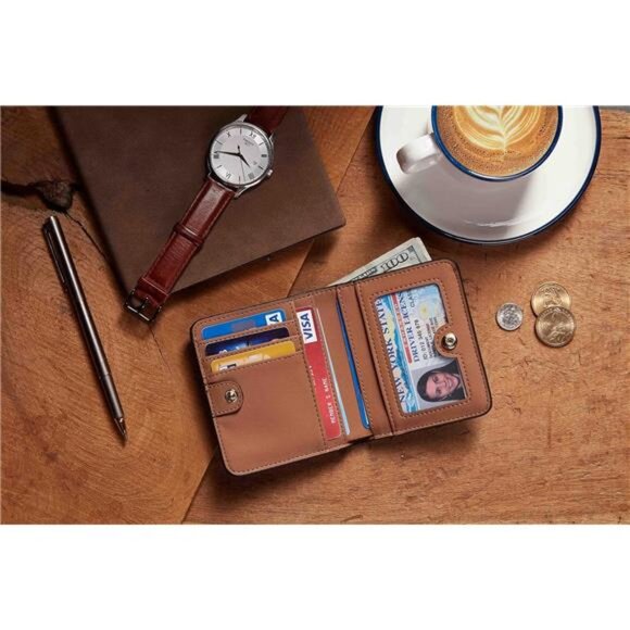 Slim Bifold Credit Card Holder, Brown - Picture 6 of 6